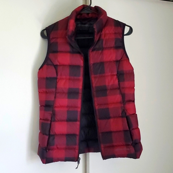 Eddie Bauer Buffalo Plaid Down Vest Xs 